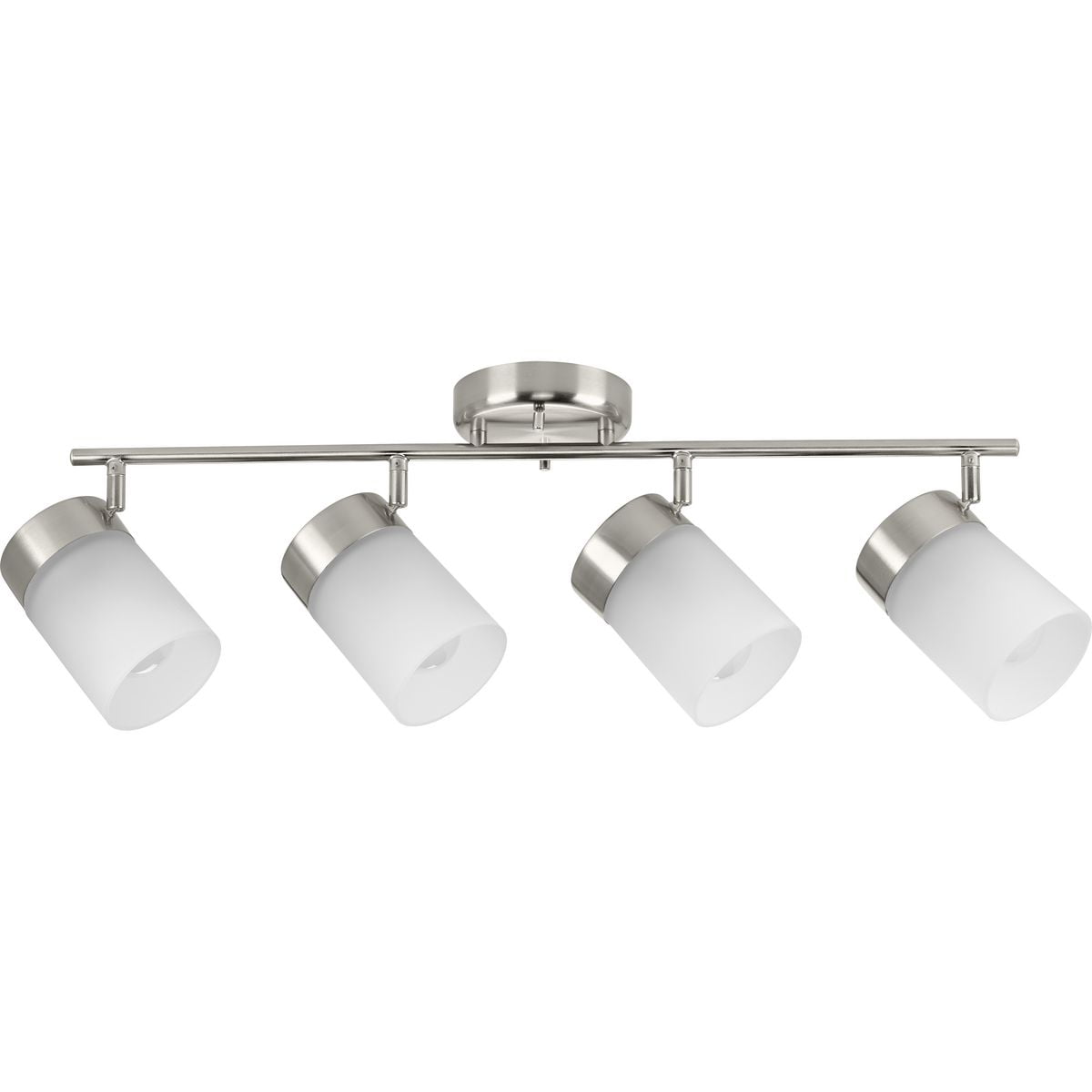 Brushed Nickel Four-Head Multi-Directional Track Light with Frosted Glass Shades