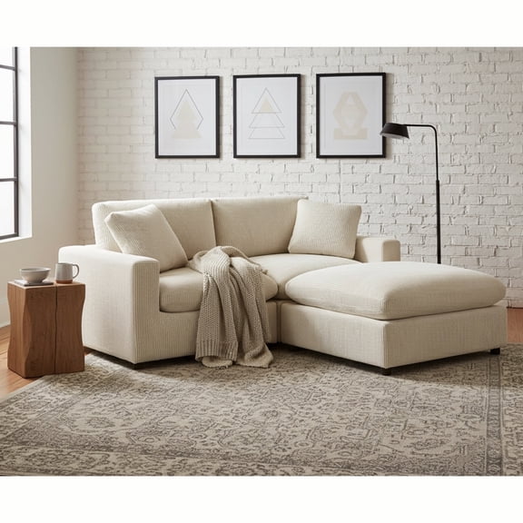 Ridgecrest Home Chelsea 5-Piece Modular Sectional Sofa - Polyester, Beige - Includes 3 Pillows & Corner Wedges