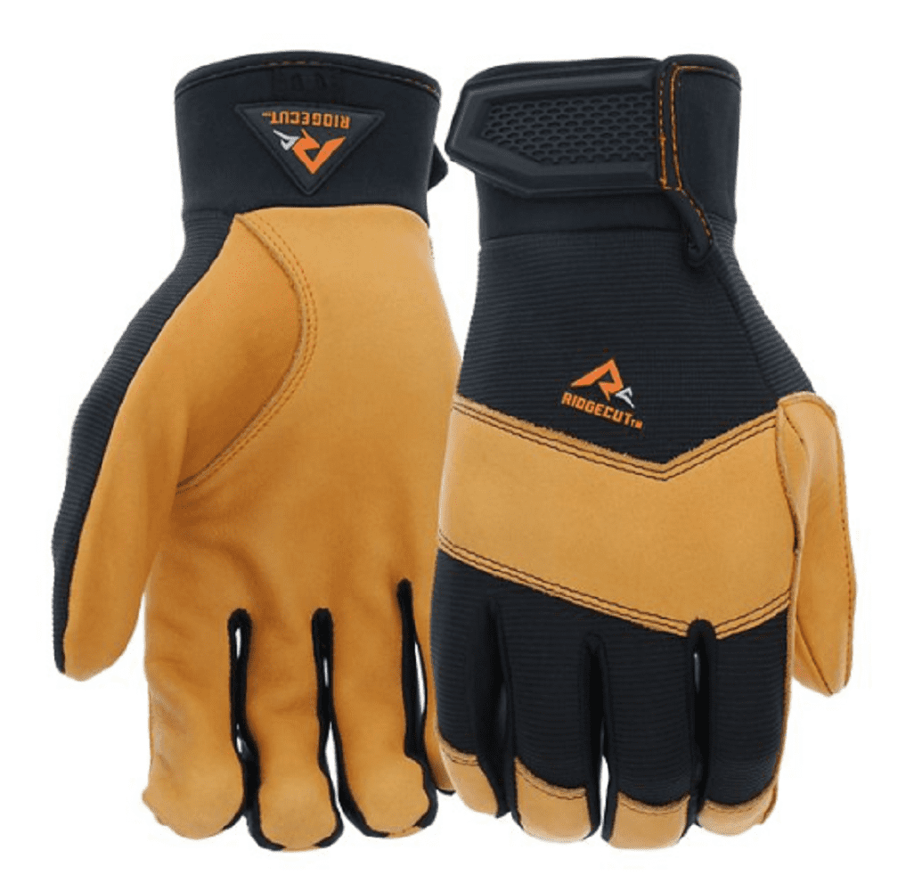 Ridgecut Men's Insulated Water-Resistant Lined Leather Hybrid Gloves, 1 Pair, Olive/Whiskey Tan, XL 1875818