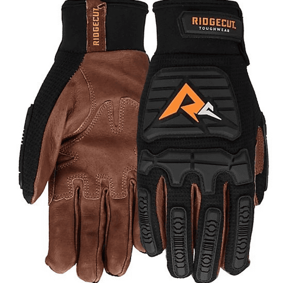 Ridgecut RC88042-L Men's Leather Pigskin Performance Gloves, 1 Pair, Black-Large