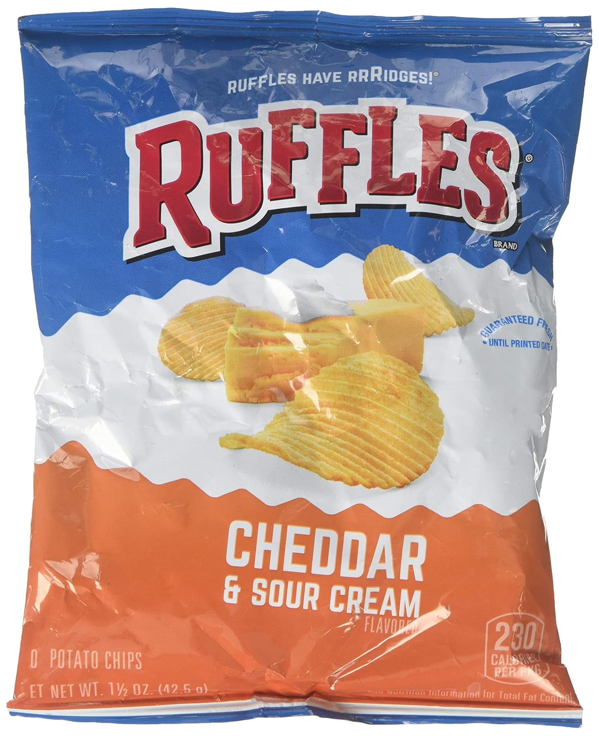 Ridged Potato Chips, Cheddar & Sour Cream, 1.5 oz