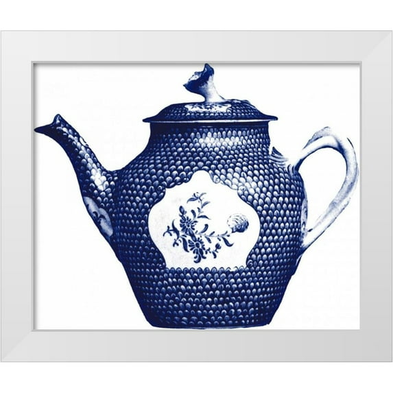 Ridgefield 24x20 White Modern Wood Framed Museum Art Print Titled - Manor Porcelain in Blue I