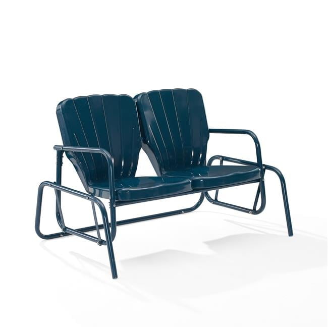Navy Metal Two-Seat Outdoor Loveseat Glider