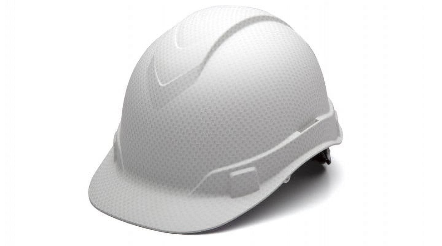 Ridgeline Cap Style Hard Hat, 4 Point Ratchet Suspension, Matte White Graphite Pattern