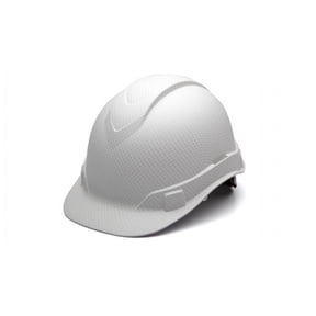 Ridgeline Cap Style Hard Hat, 4 Point Ratchet Suspension, Matte White Graphite Pattern
