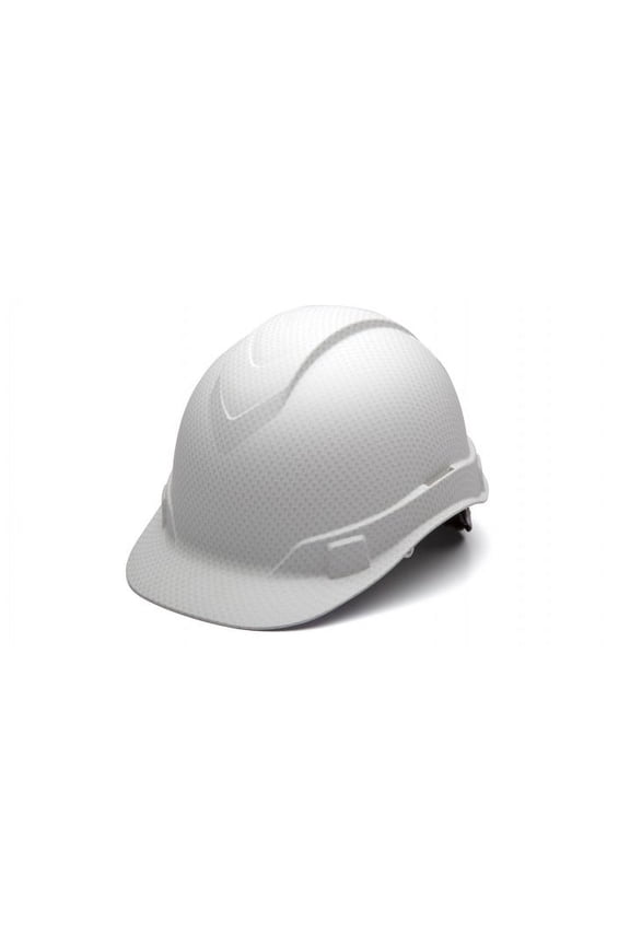 Ridgeline Cap Style Hard Hat, 4 Point Ratchet Suspension, Matte White Graphite Pattern
