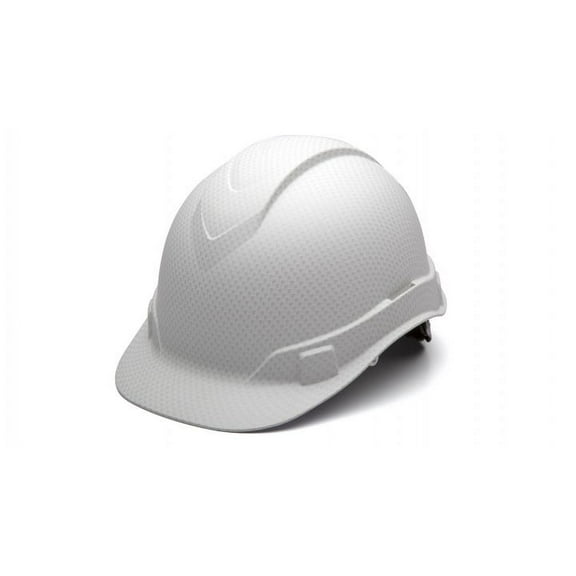Ridgeline Cap Style Hard Hat, 4 Point Ratchet Suspension, Matte White Graphite Pattern