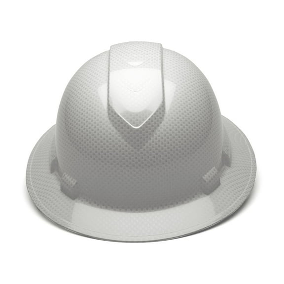Ridgeline White Graphite Pattern Full Brim Hard Hat, Four Point Adjustable Ratchet Suspension