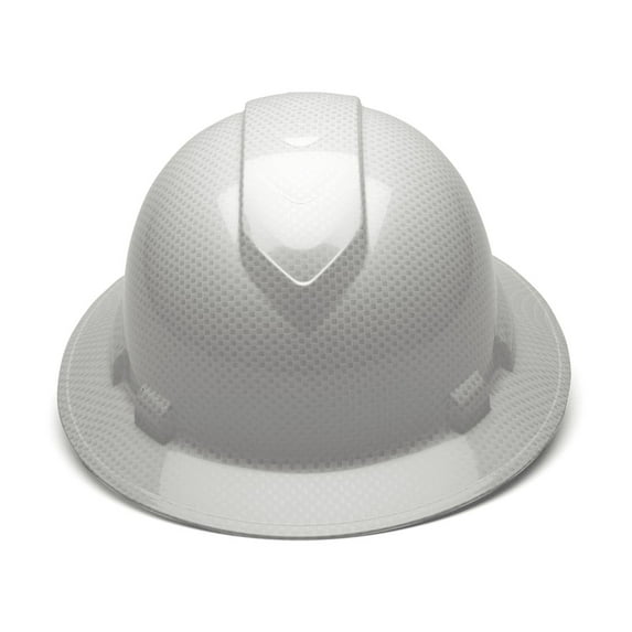 Ridgeline White Graphite Pattern Full Brim Hard Hat, Four Point Adjustable Ratchet Suspension
