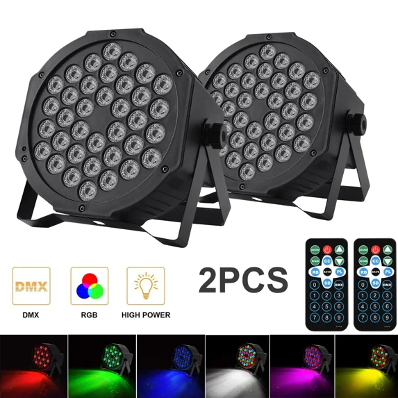 Ridgeyard 2-Pack RGB Stage Beam Lighting 36 LED DMX PAR Lights DJ Disco Party Show Lamp