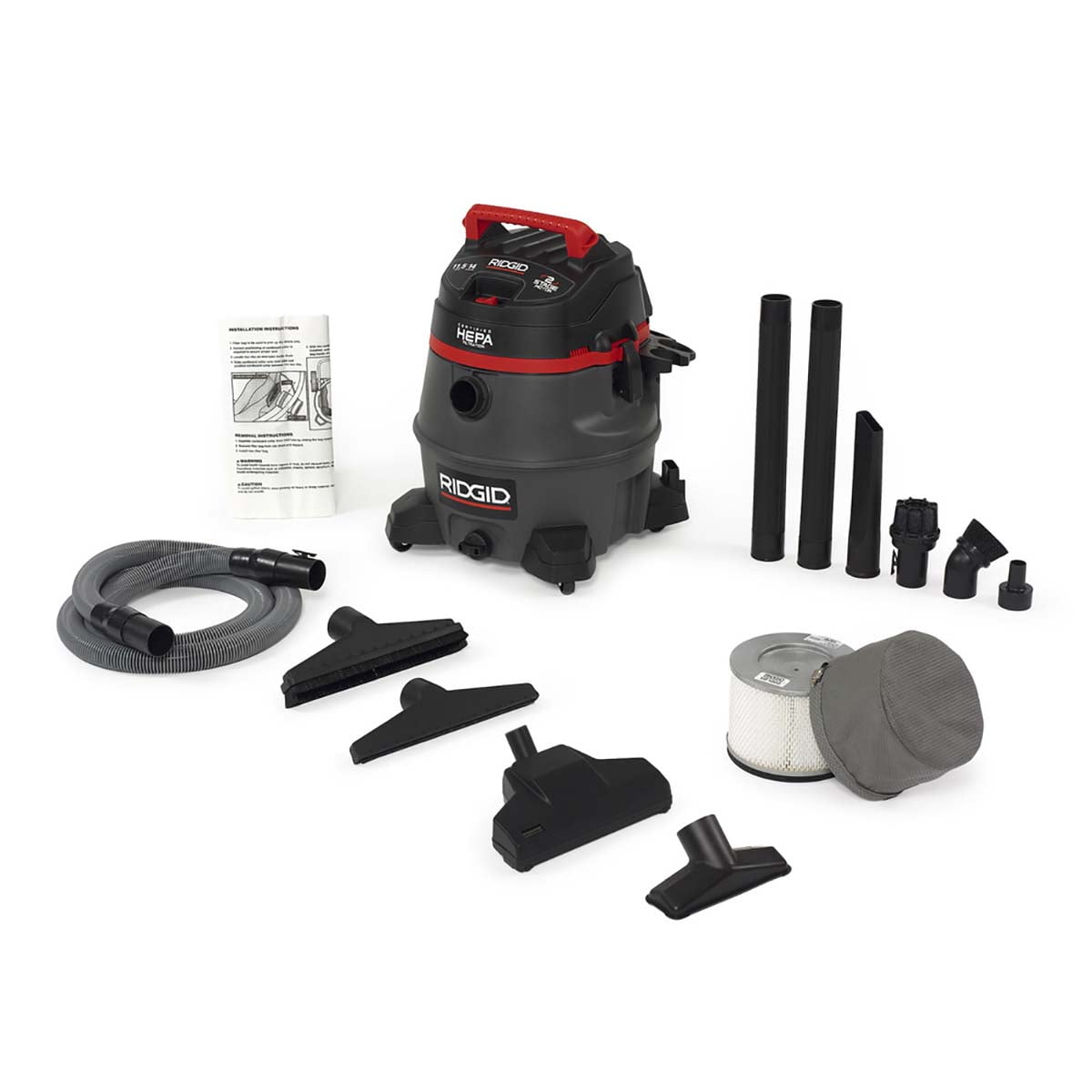 Ridgid 14 Gallon 11.5 Peak HP Wet/Dry Vacuum with Certified HEPA Filtration 50368