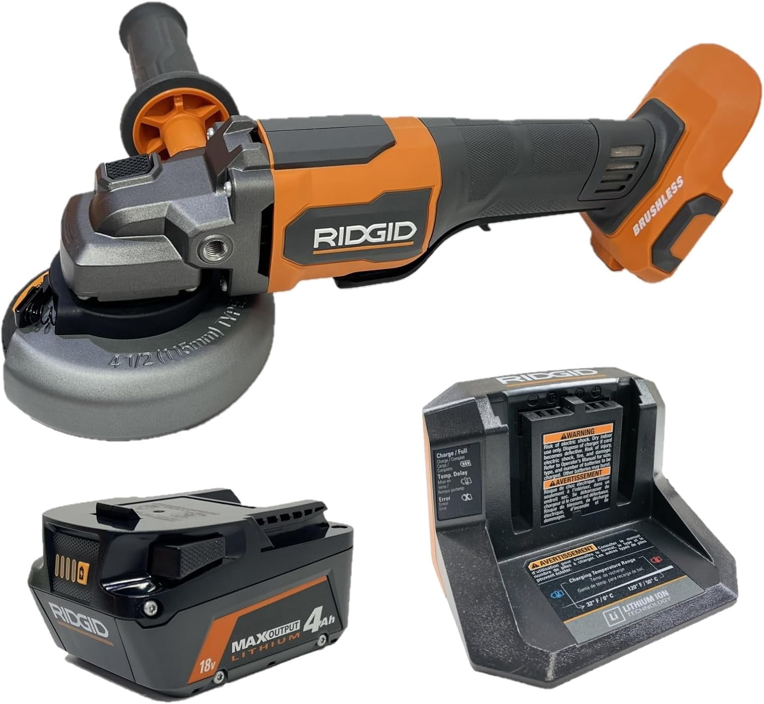Ridgid 18V Brushless Cordless 4-1/2 in. Angle Grinder Kit with 4.0 Ah Battery and Charger