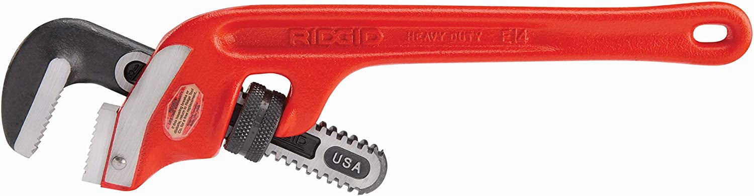 Ridgid 31060 Heavy-Duty End Pipe Wrench | 1-1/2 Inch Capacity, Model E-10, For Tight Spaces & Close-to-Wall Work