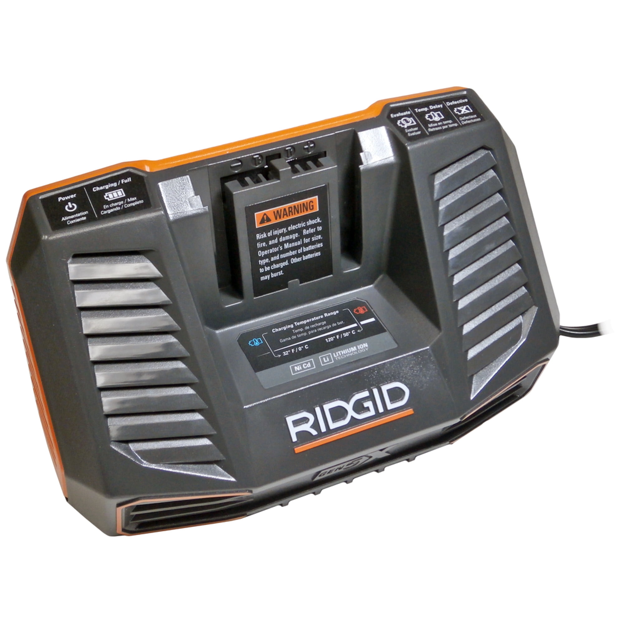Ridgid R86092 Genuine OEM 18V Dual Chemistry Battery Charger - For Lithium Ion & NiCad Batteries