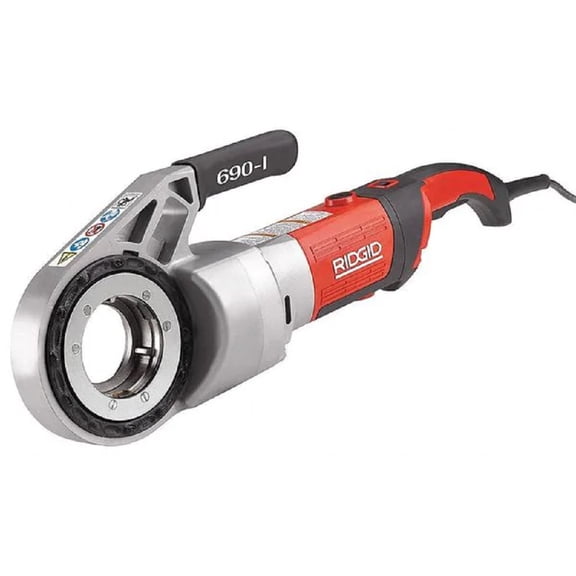 ridgid 44923 model 690-i hand-held power drive kit, pipe threading machine and 1/2-inch to 2-inch 11-r npt pipe threading die heads with carrying case for threading pipe