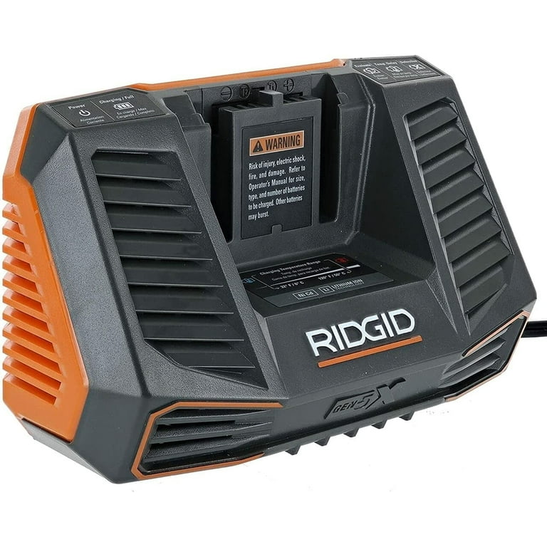 Ridgid R840095 Gen5X Genuine OEM Dual Chemistry Battery Charger for 18V lithium ion or NiCad batteries with Temperature Monitoring and Energy Saving Battery Not Included Charger Only Walmart