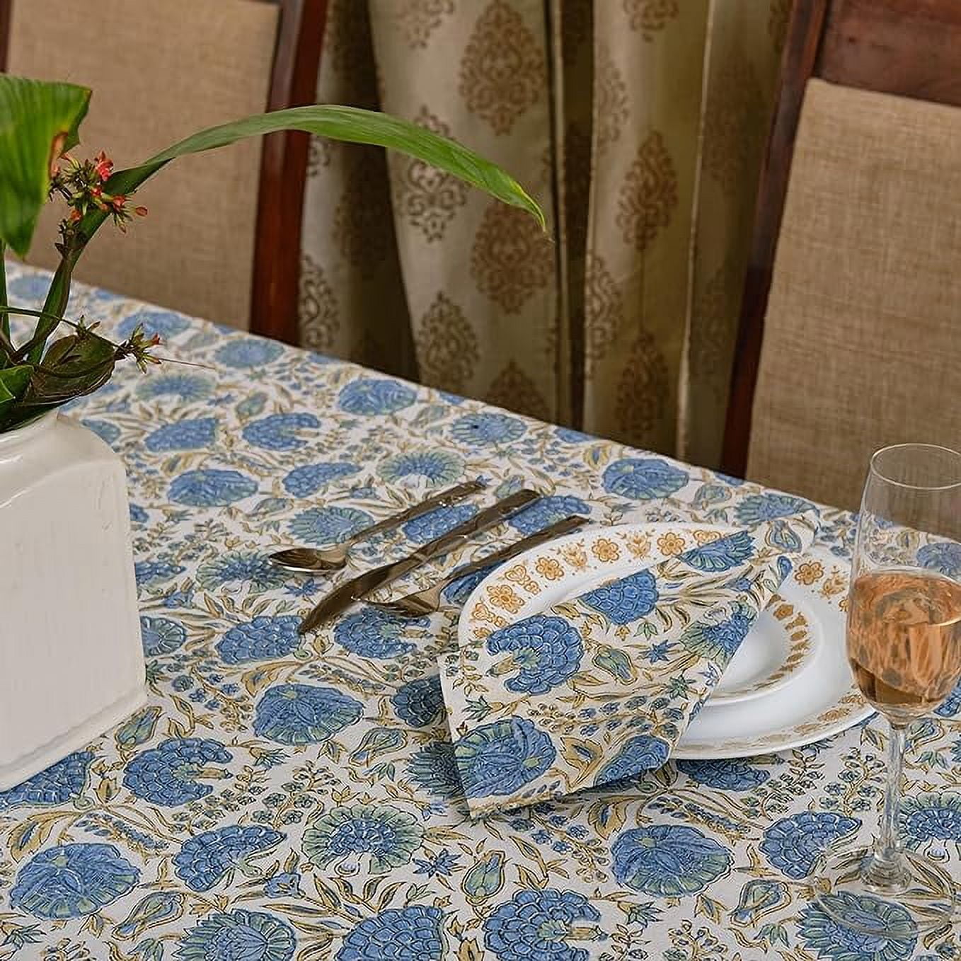 Ridhi Asparagus Green Hand Block Print Cotton Napkins – Set Of 4, 20"x20", Reusable Cloth Dinner Napkins For Parties, Weddings, Holidays
