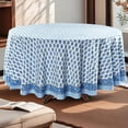 thumbnail image 1 of Ridhi Cerulean Blue Cotton Tablecloth, Handblock Print Floral Round Table Cloth for Kitchen Dining Linen, Thanksgiving, Christmas, Wedding, Fall Décor 12 Seater 132 inches Round, 1 of 8