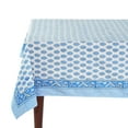 thumbnail image 1 of Ridhi - Cerulean Blue, White 72x160 Inch rectangle Cotton indian hand block print tablecloth, 1 of 7