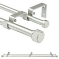 thumbnail image 1 of Ridicili 5/8 Inch Adjustable Double Drapery Curtain Rod Set with Rhombic Cylinder Finials, 5/8 Inch Front and 1/2 Inch Back Double Window Drapery Rod, 48"-84", Pewter, 1 of 6