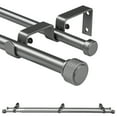 thumbnail image 1 of Ridicili 5/8 Inch Adjustable Double Drapery Curtain Rod Set with Rhombic Cylinder Finials, 5/8 Inch Front and 1/2 Inch Back Double Window Drapery Rod, 84"-120", Gun Metal, 1 of 6
