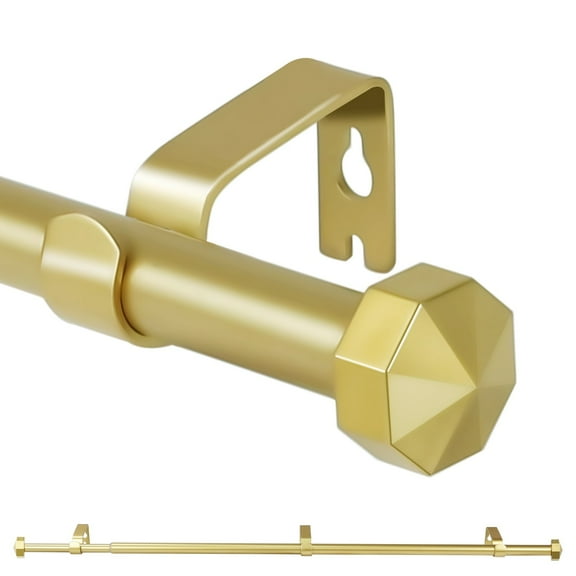 Ridicili 5/8" Single Telescoping Curtain Rod with Octagonal Finials,28"-48",Gold