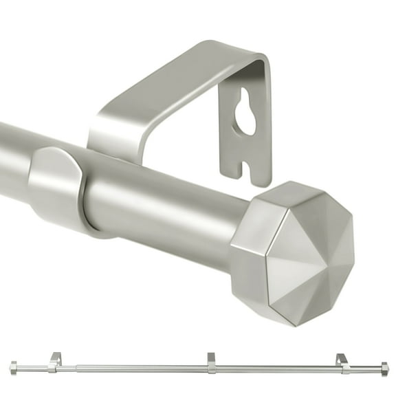 Ridicili 5/8" Single Telescoping Curtain Rod with Octagonal Finials,28"-48",Pewter