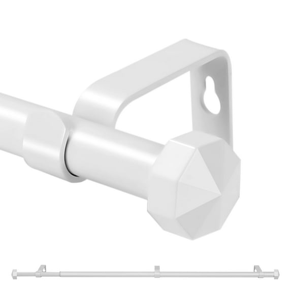 Ridicili 5/8" Single Telescoping Curtain Rod with Octagonal Finials,84"-120",White
