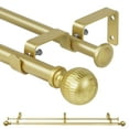 thumbnail image 1 of Ridicili 5/8" Telescoping Double Curtain Rods with Reticulated Ball Finials, Gold, 28"-48", 5/8 Inches Front and 1/2 Inches Back Double Window Drapery Rod, 1 of 6