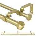 thumbnail image 1 of Ridicili 5/8" Telescoping Double Curtain Rods with Octagonal Finials, Gold, 84"-120", 5/8 Inches Front and 1/2 Inches Back Double Window Drapery Rod, 1 of 6