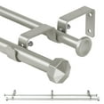 thumbnail image 1 of Ridicili 5/8" Telescoping Double Curtain Rods with Octagonal Finials, Pewter,48"-84", 5/8 Inches Front and 1/2 Inches Back Double Window Drapery Rod, 1 of 6