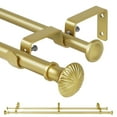 thumbnail image 1 of Ridicili 5/8" Telescoping Double Curtain Rods with Trumpet Finials, Gold, 84"-120", 5/8 Inches Front and 1/2 Inches Back Double Window Drapery Rod, 1 of 5