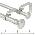 thumbnail image 1 of Ridicili 5/8" Telescoping Double Curtain Rods with Trumpet Finials, Pewter, 84"-120", 5/8 Inches Front and 1/2 Inches Back Double Window Drapery Rod, 1 of 6