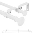 thumbnail image 1 of Ridicili 5/8" Telescoping Double Curtain Rods with Trumpet Finials, White,,48"-84", 5/8 Inches Front and 1/2 Inches Back Double Window Drapery Rod, 1 of 6