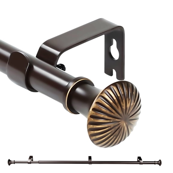 Ridicili 5/8" Telescoping Single Curtain Rods with Trumpet Finials,Bronze Gold, 84"-120"