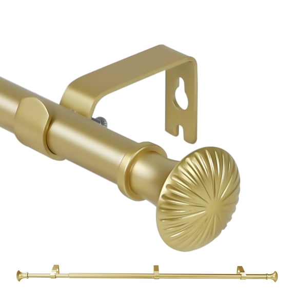 Ridicili 5/8" Telescoping Single Curtain Rods with Trumpet Finials,Gold, 28"-48"