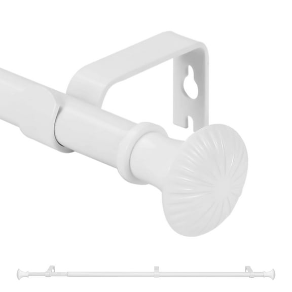 Ridicili 5/8" Telescoping Single Curtain Rods with Trumpet Finials,White, 28"-48"