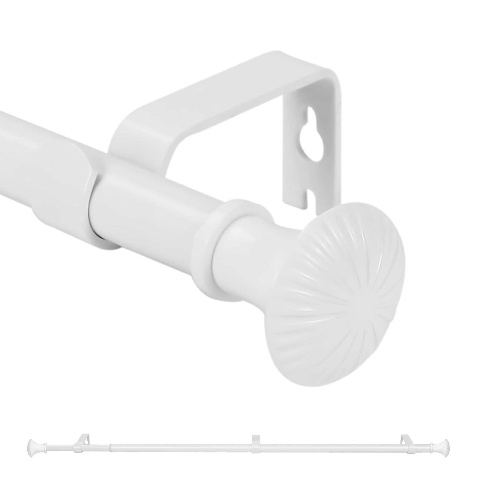 Ridicili 5/8" Telescoping Single Curtain Rods with Trumpet Finials,White, 48"-84"