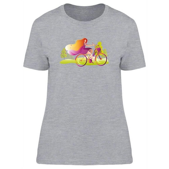 Riding A Bicycle With Flowers T-Shirt Women -Image by Shutterstock, Female Large