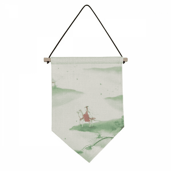 Riding A Horse Go Chinese Watercolor Canvas Flag Hanging Wall Art Decor Banner