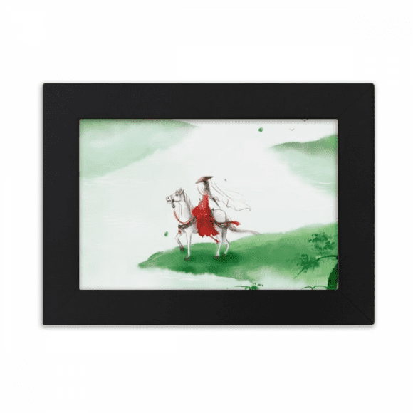 Riding A Horse Go Chinese Watercolor Desktop Photo Frame Ornaments Picture Art Painting