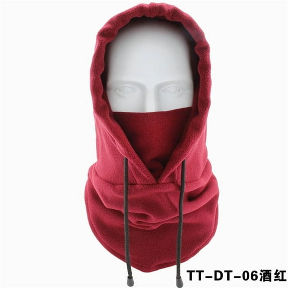 Riding Cap Winter Windbreaker Outdoor Sports Scarf Cold Thickened Headgear Military Mask Fleece Warm Hat. Face Bandana Scarf (TT-DT-06 wine red,One Size)