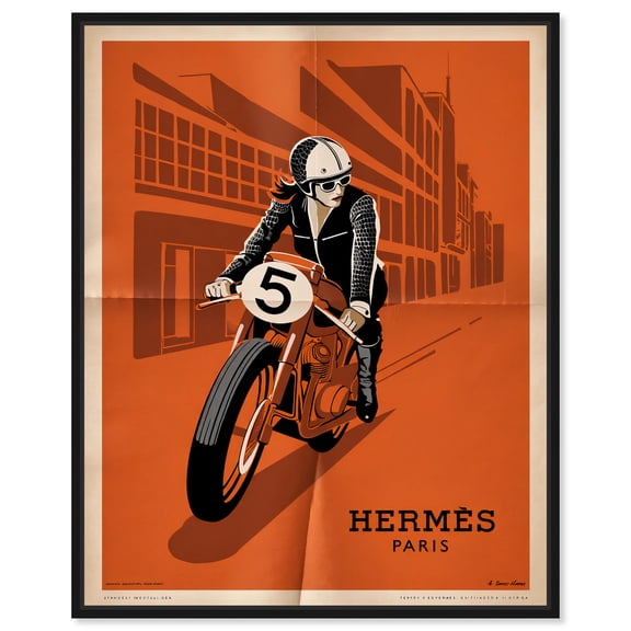 Riding Elegance Canvas Print Retro Fashion Decor by Art Remedy, Black Frame, 36 x 45