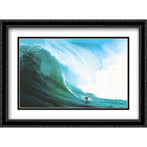 Riding Giants - Laird Hamilton 2x Matted 40x28 Large Black Ornate Framed Art Print