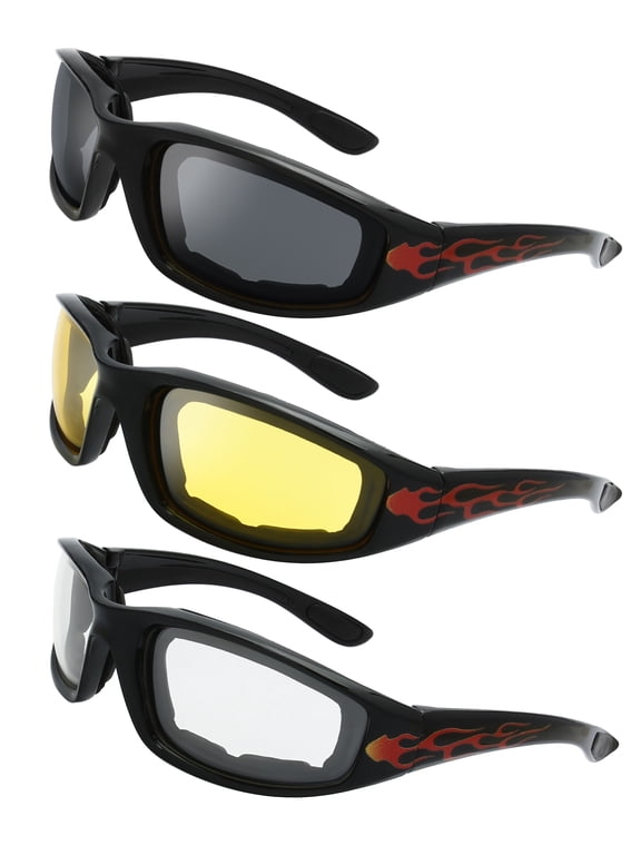 Riding Glasses Padded flame Print Frame Lens Block 100% UVB for Outdoor Activity Sport - Gift Idea for Men Women - FR14010