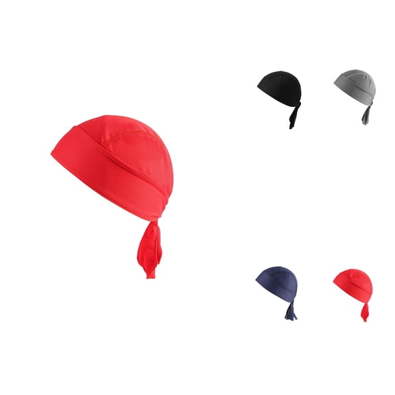 Riding Hat Bandana, Long Tail Sunscreen Bike Hat for Men, Quick-Dry Cycling Cap with Skull Pirate Style, Sweat-Wicking Liner Headwrap for Summer Motorcycle Riding