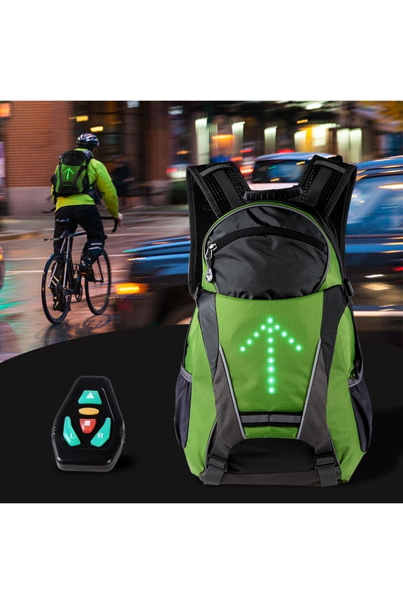 Riding LED Luminous Backpack Remote Control Turn Signal Warning Riding Bag,Green