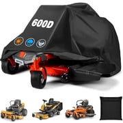 Waterproof Turn Mower Cover,600D Riding Lawn Mower Cover,Heavy Duty Tractor Covers with Drawstring & Storage Bag - Universal Fits Decks up to 55",Mildew Resistant UV Protection