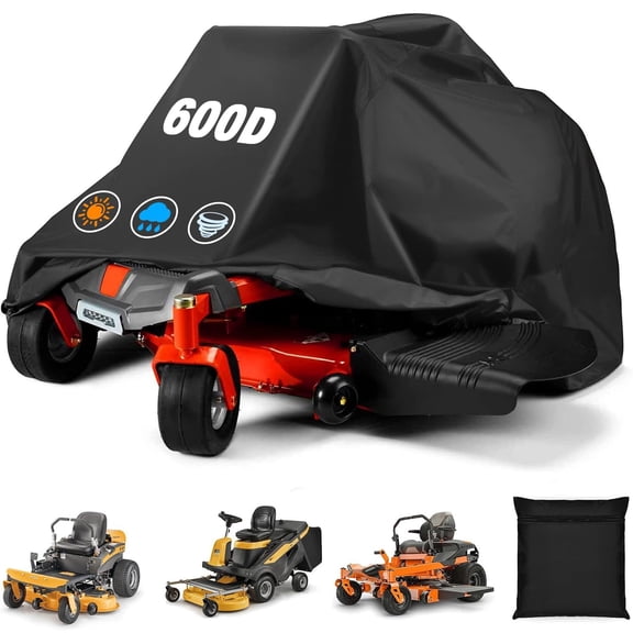 Riding Lawn Mower Cover,600D Waterproof Turn Mower Cover Heavy Duty Tractor Covers with Drawstring & Storage Bag - Universal Fits Decks up to 55",Mildew Resistant UV Protection