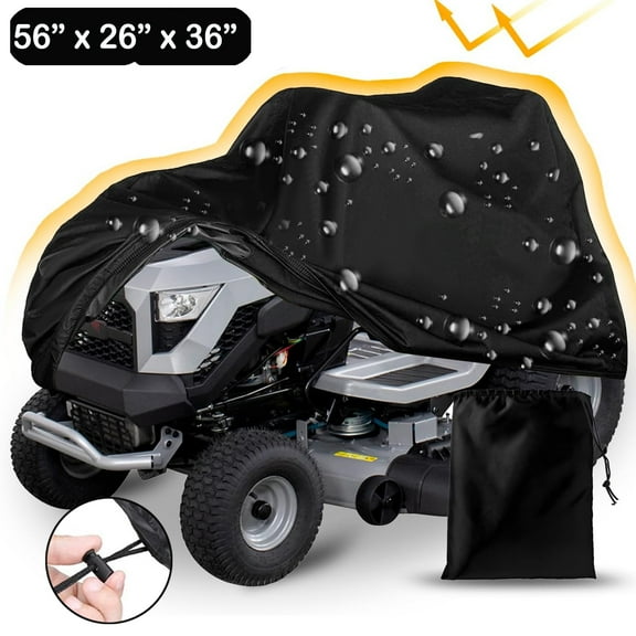 Riding Lawn Mower Cover -Tractor Cover Fits Decks up to 56" Storage Cover Heavy Duty Polyester Oxford, UV Protection Universal Fit with Drawstring & Cover Storage Bag